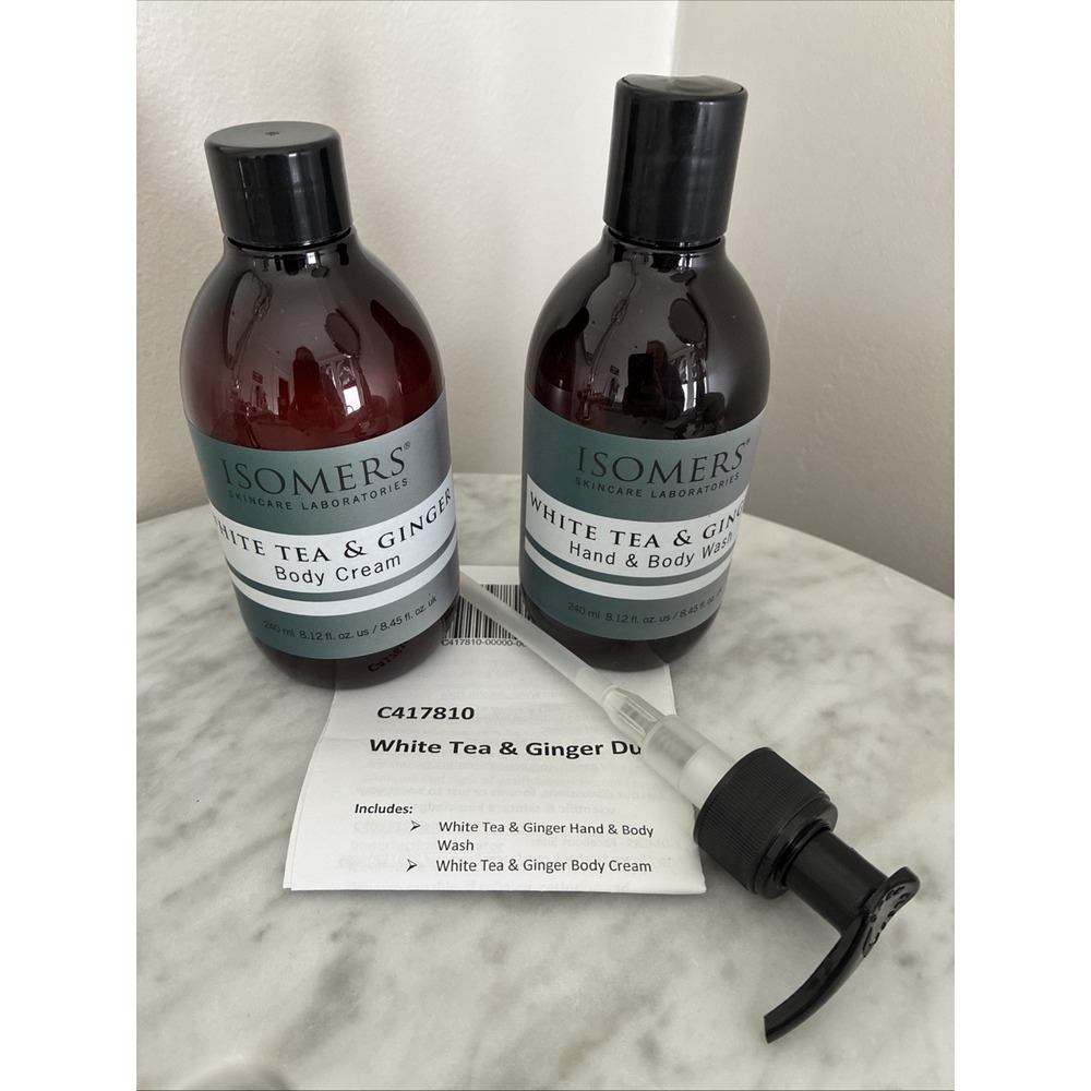 NEW Isomers Laboratories White Tea & Ginger Body Cream & Wash Set - Discontinued